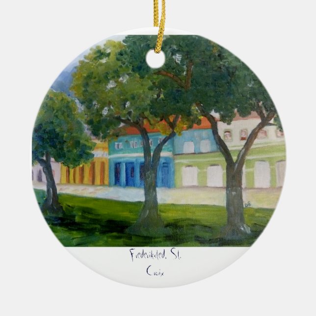 , Frederiksted, St. Croix Ceramic Tree Decoration (Front)