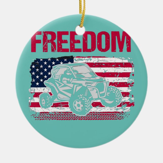 Fredom SXS UTV side by side American flag Ceramic Tree Decoration (Front)