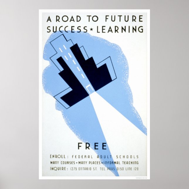 Free Adult Schools 1938 WPA Poster (Front)