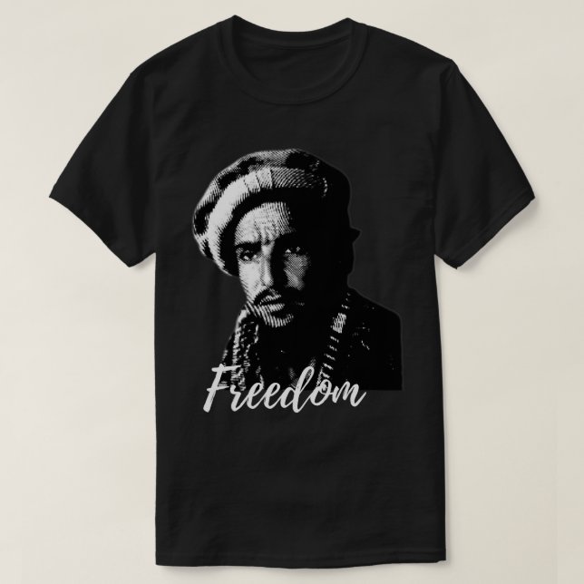 Free Afghanistan Freedom Fighter Massoud Afghan De T-Shirt (Design Front)