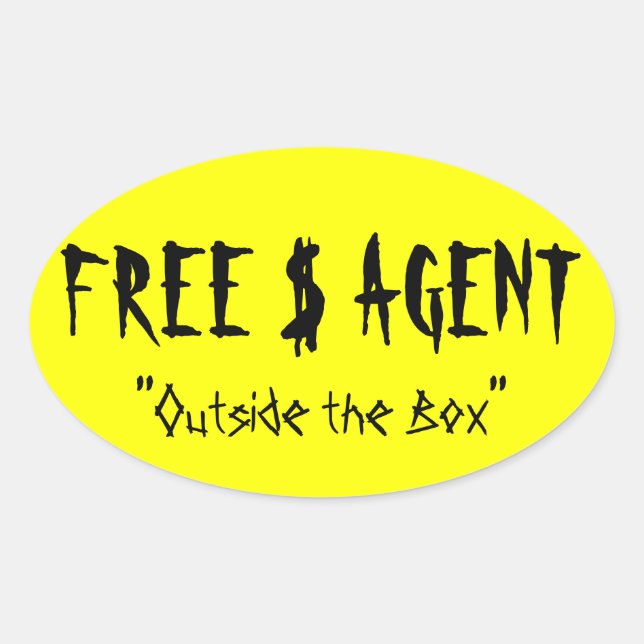 FREE $ AGENT GEAR,yellow,oval,stickers Oval Sticker (Front)