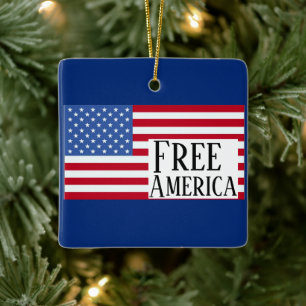 Free America Ceramic Ornament