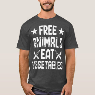 Free Animals Eat Vegetables Funny Animal Rescuer V T-Shirt