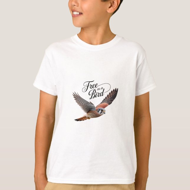 Free as a Bird - American Kestrel in Flight Inspir T-Shirt (Front)
