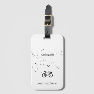 Free as a Bird Cycling Life Black and White Art Luggage Tag