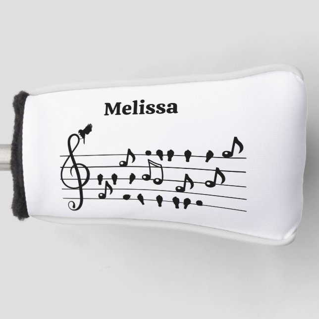 Free as a bird, song birds acting as musical notes golf head cover (Front)