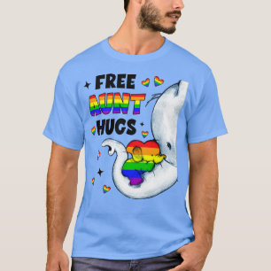 Free Aunt Hugs Rainbow Elephant LGBT Pride Month T-Shirt