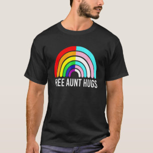 Free Aunt Hugs Rainbow Transgender Flag Lgbtq Gay  T-Shirt