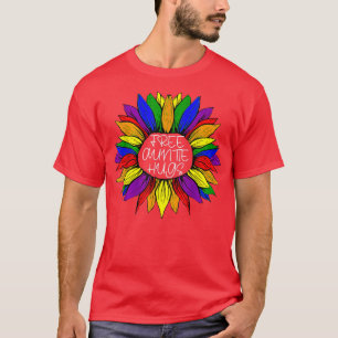 Free auntie Hugs LGBT Rainbow Daisy Flower Gay Pri T-Shirt