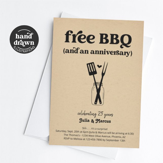 Free BBQ Funny Anniversary Party Invitation (Creator Uploaded)