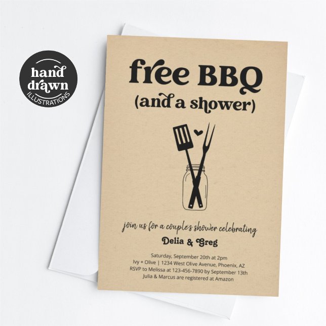 Free BBQ Funny Couple's Shower Invitation (Creator Uploaded)