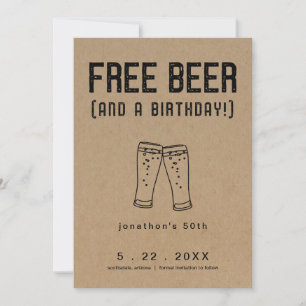 Free Beer Funny Birthday Save the Date Card