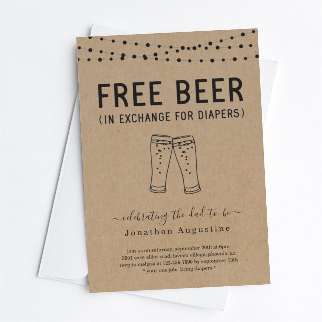 Free Beer Funny Diaper Party Invitation (Creator Uploaded)
