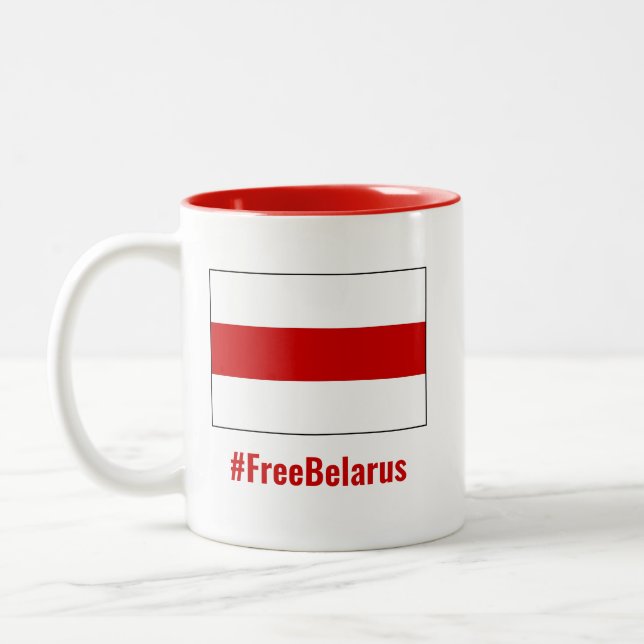 Free Belarus - English - White Red White Flag Two-Tone Coffee Mug (Left)