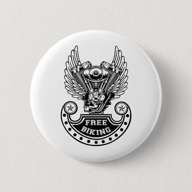Free biking 6 cm round badge (Front)