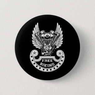 Free biking 6 cm round badge
