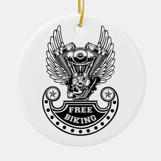 Free biking ceramic tree decoration (Front)