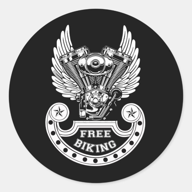 Free biking classic round sticker (Front)