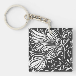 Free Bird Flight through Roses and Thorns Key Ring