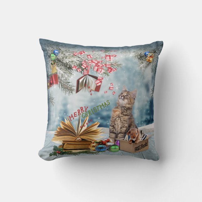 Free Books for Christmas Cushion (Front)