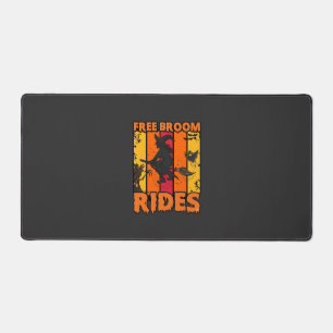 Free Broom Rides Halloween Flying Witch Ghost Bats Desk Mat