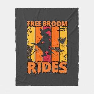 Free Broom Rides Halloween Flying Witch Ghost Bats Fleece Blanket