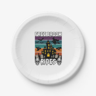 Free Broom Rides Halloween Haunted House Witch Sku Paper Plate
