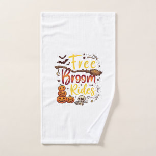 Free Broom Rides Halloween Pumpkins Skull Bats Bon Hand Towel