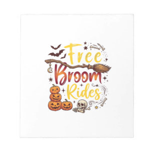 Free Broom Rides Halloween Pumpkins Skull Bats Bon Notepad
