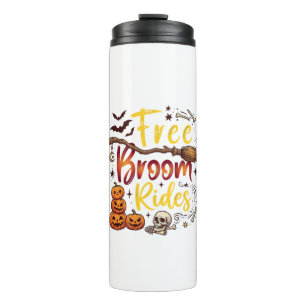 Free Broom Rides Halloween Pumpkins Skull Bats Bon Thermal Tumbler