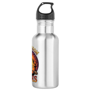 Free Broom Rides Halloween Skeleton Pumpkin Black 532 Ml Water Bottle
