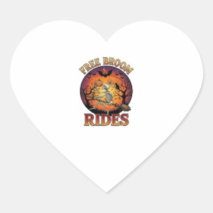 Free Broom Rides Halloween Skeleton Pumpkin Black  Heart Sticker