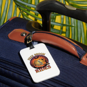 Free Broom Rides Halloween Skeleton Pumpkin Black Luggage Tag