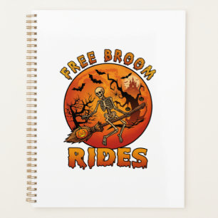 Free Broom Rides Halloween Skeleton Pumpkin Orange Planner