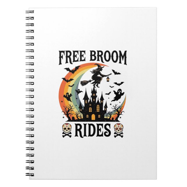 Free Broom Rides Halloween Witch Haunted Castle Sk Notebook (Front)