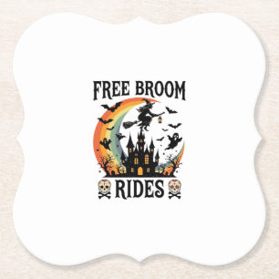 Free Broom Rides Halloween Witch Haunted Castle Sk Paper Coaster