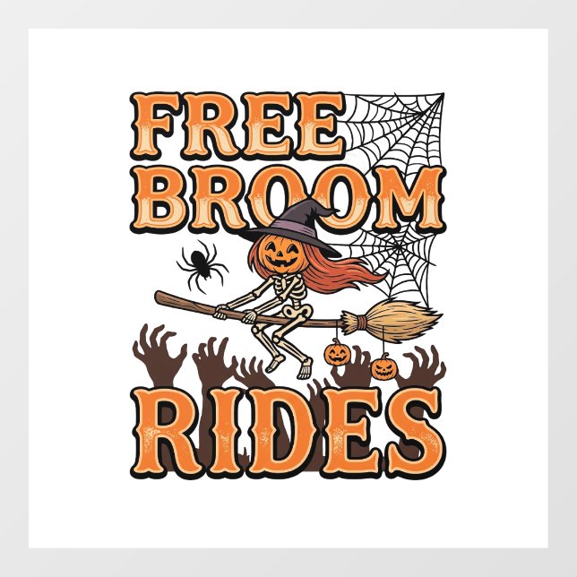 Free Broom Rides Halloween Witch Skeleton Design_1 (Sheet)