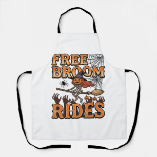 Free Broom Rides Halloween Witch Skeleton Design_1 Apron