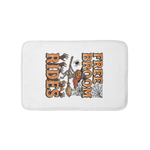 Free Broom Rides Halloween Witch Skeleton Design_1 Bath Mat