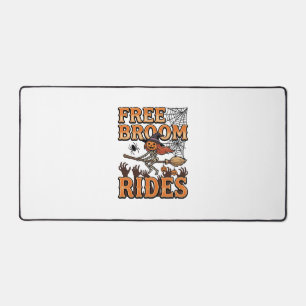 Free Broom Rides Halloween Witch Skeleton Design_1 Desk Mat