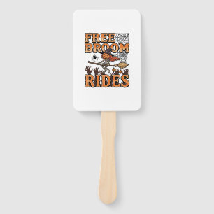 Free Broom Rides Halloween Witch Skeleton Design_1 Hand Fan