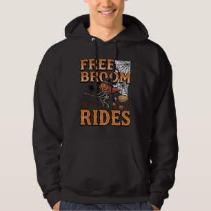 Free Broom Rides Halloween Witch Skeleton Design_1 Hoodie