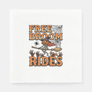 Free Broom Rides Halloween Witch Skeleton Design_1 Napkin