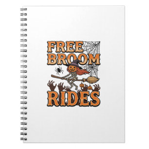 Free Broom Rides Halloween Witch Skeleton Design_1 Notebook