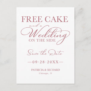 Free Cake And A Wedding On The Side Save The Date Postcard
