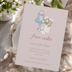 Free Cake Funny Dusty Pink Invitation