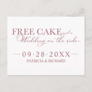 Free Cake Funny Wedding Save The Date Non Photo Postcard