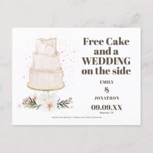 Free Cake Wedding On Side Boho Save The Date Announcement Postcard