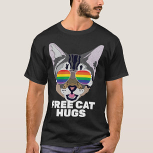 Free Cat Hugs Vintage Cat  Gay Pride T-Shirt