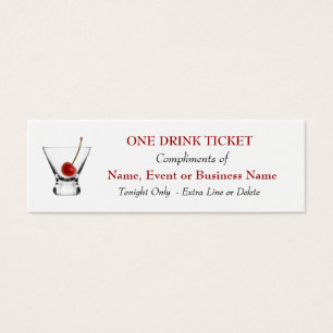 Free Complimentary Drink Ticket Bar Special Events